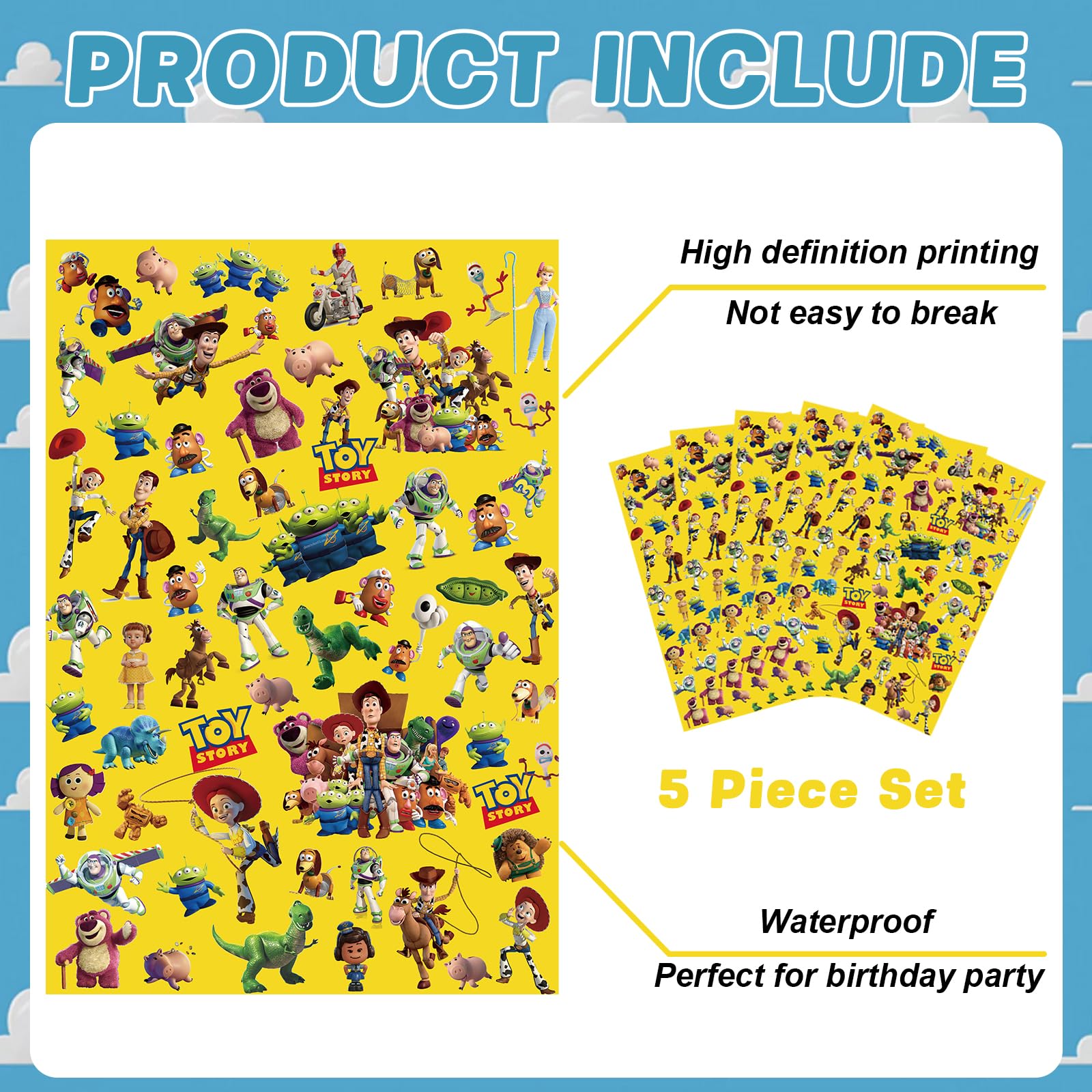 5 Sheets Folded Toy Story Wrapping Paper Toy Inspired