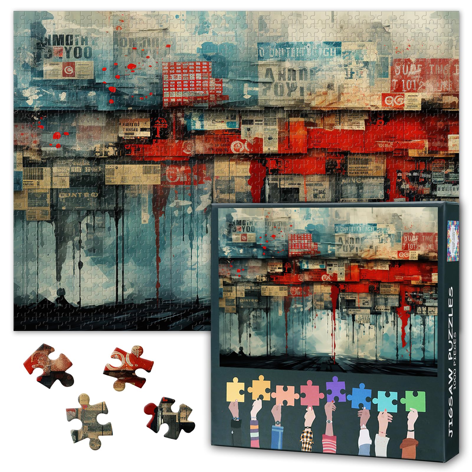 Puzzles for Adults 1000 Pieces, Street Graffiti Grunge Style Jigsaw Puzzles, Figure Street Graffiti Adult Puzzle for Adults, Educational Fun Games or Toys for Elders Friends 20X27 INCH