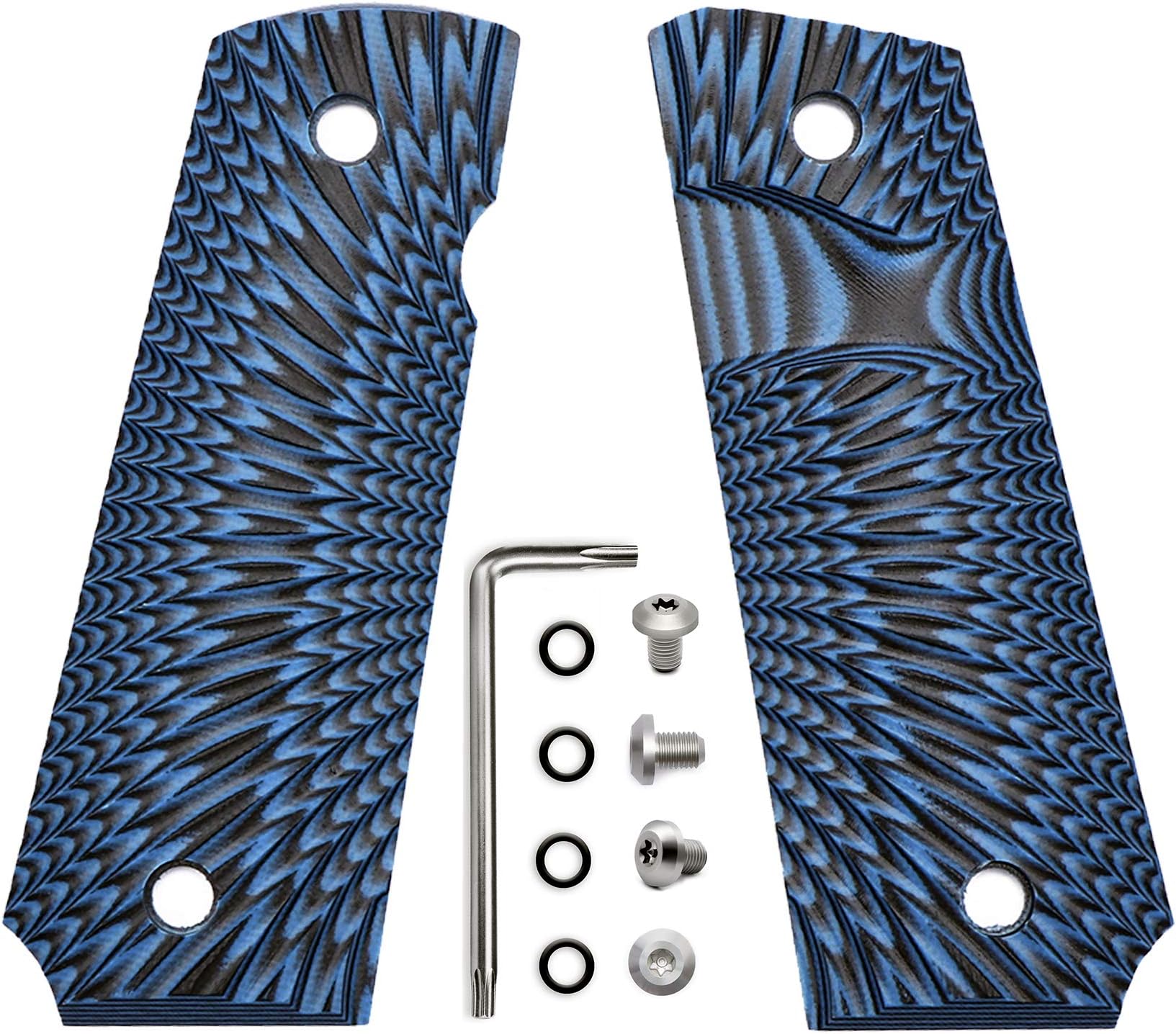 Guuun 1911 Slim Grips G10 Full Size Ambi Safety Cut Big Scoop Sunburst Texture