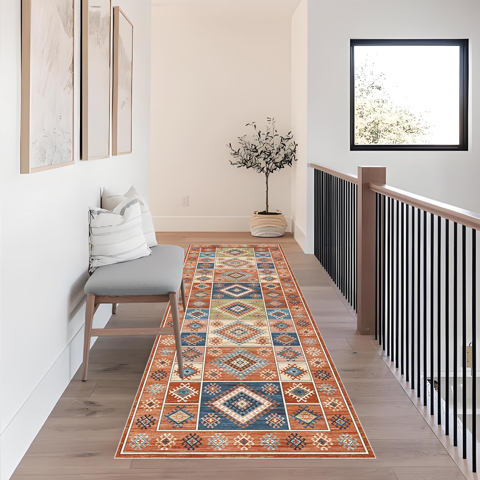 Alfombra Pasillo Larga Alfombra Cocina Lavable Antideslizante 100 x 300 cm Tapete Corredor Felpudo de Entrada, Antideslizante Lavables Corredor para Puerta Entrada Interior Absorbente Felpudo