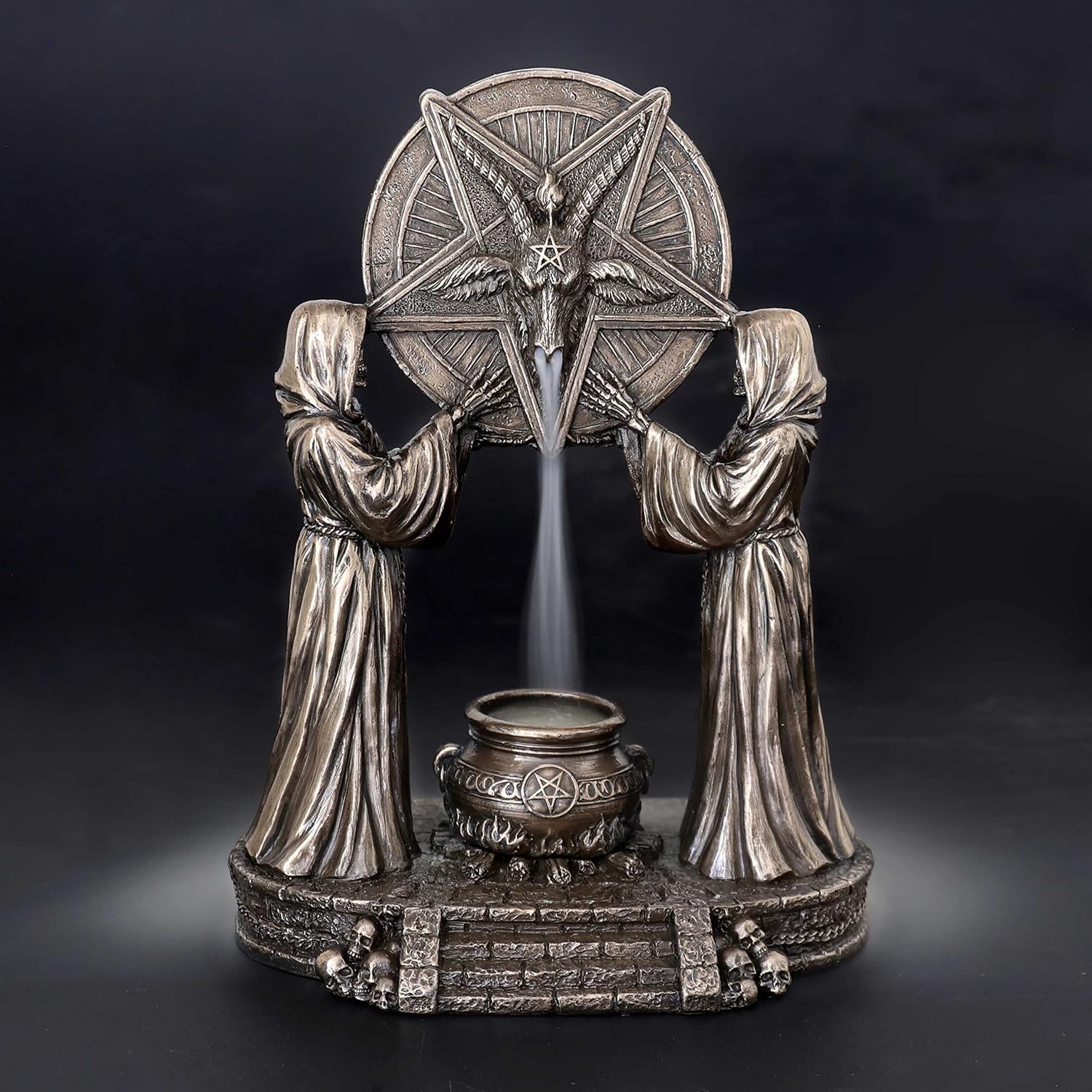 Veronese Design 7 1/4" Sigil of Baphomet Occult Altar Backflow Incense Burner Resin Sculpture Bronze Finish