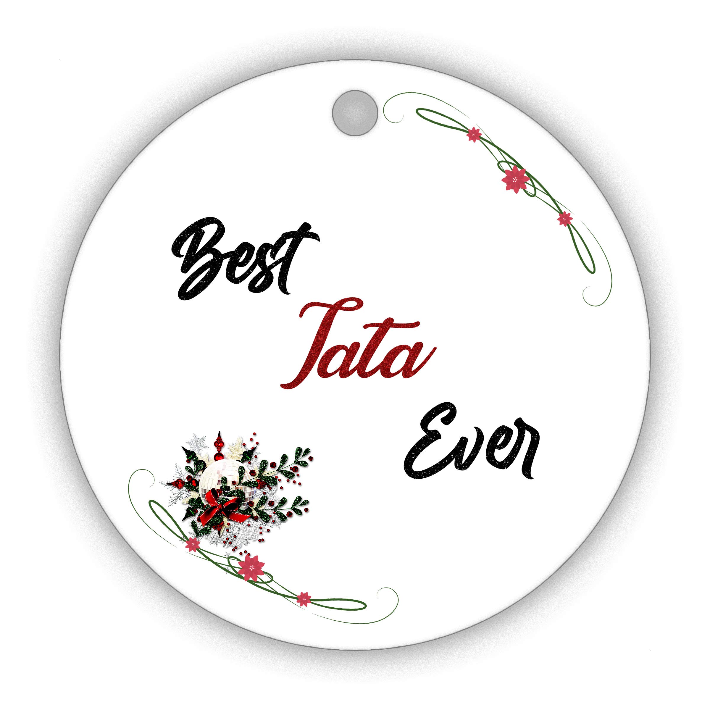 Tata Ceramic Christmas Ornament, Round, White