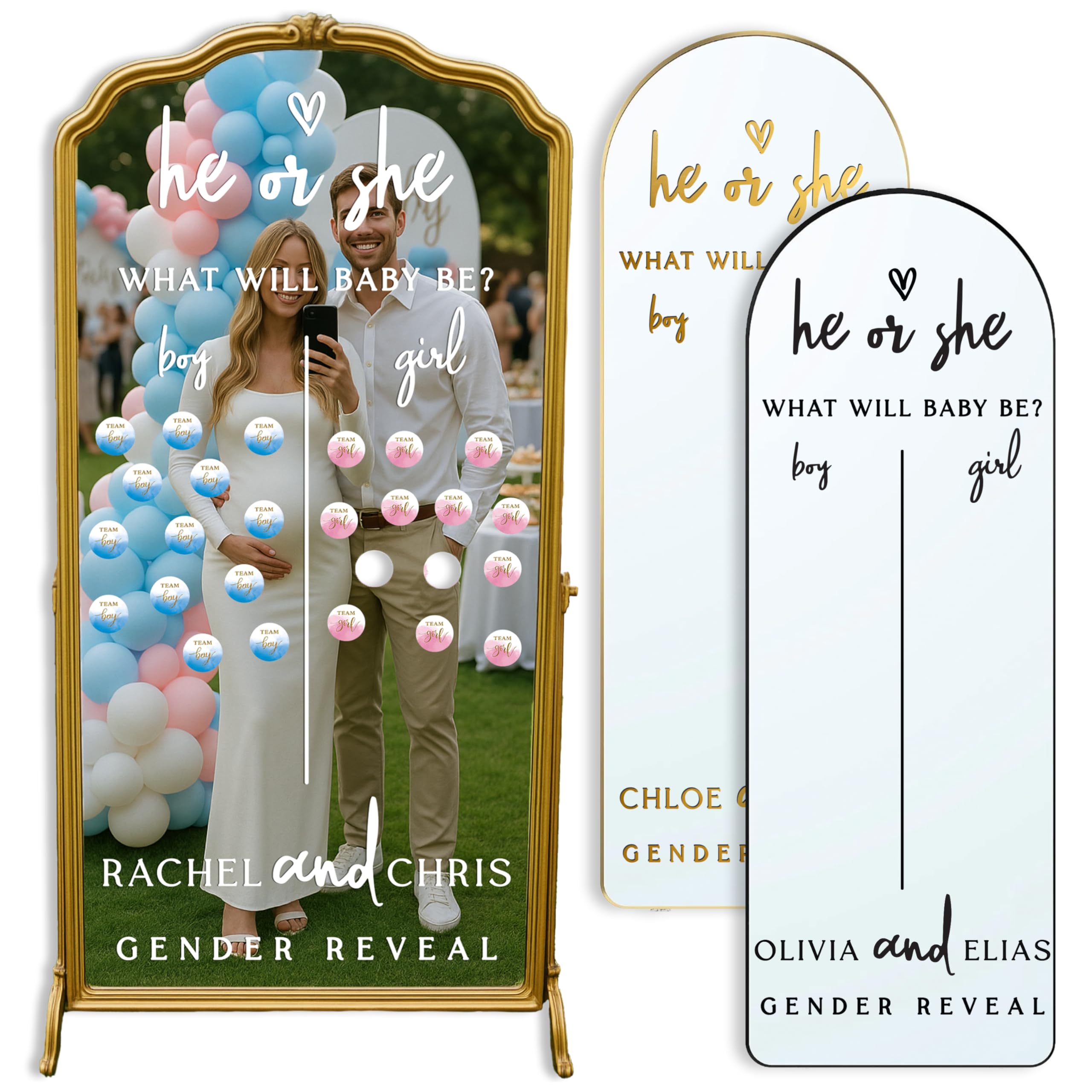 Personalized Baby Shower Mirror Decal – Custom Vinyl Sticker for Welcome Sign, Gender Reveal or Hello Baby Party – Add Name & Date – Baby Girl or Boy Shower Decoration – Mirror Not Included