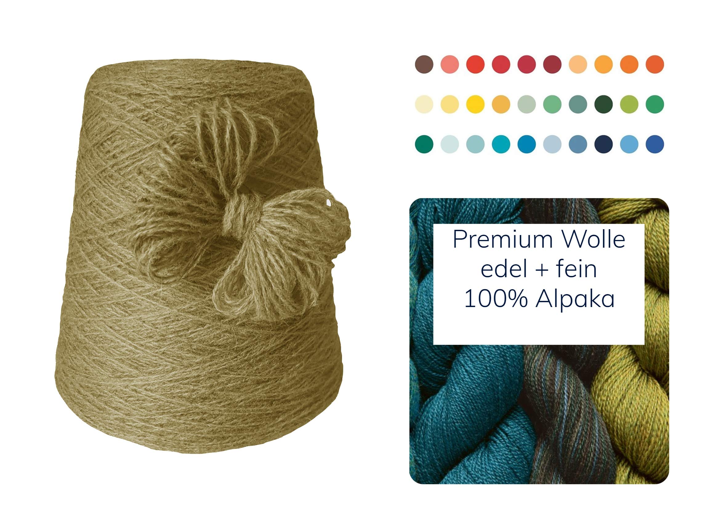 100% Alpaka 500 Gramm günstige Wolle zum Stricken Strickwolle Handstrick Wolle Alpakawolle Stricken Häkeln Garn kratzfrei Nadel 3 3,5 4 5 - Gelb Messing