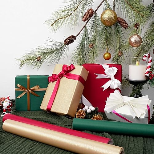 Miniatura 41 de BIOBROWN Rollo de papel de regalo de estraza negro, 17 pulgadas x 33 pies (47 pies cuadrados total) Papel de regalo de color sólido mate, papel