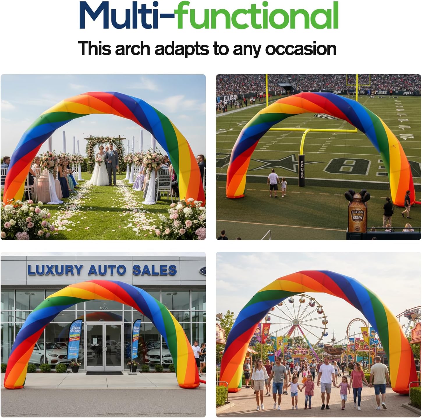 Inflatable Rainbow Arch 20ftx10ft Inflatable Archway Outdoor Holiday Decorations for Advertising Birthday Party Celebration Garden Decoration-Arch Sign