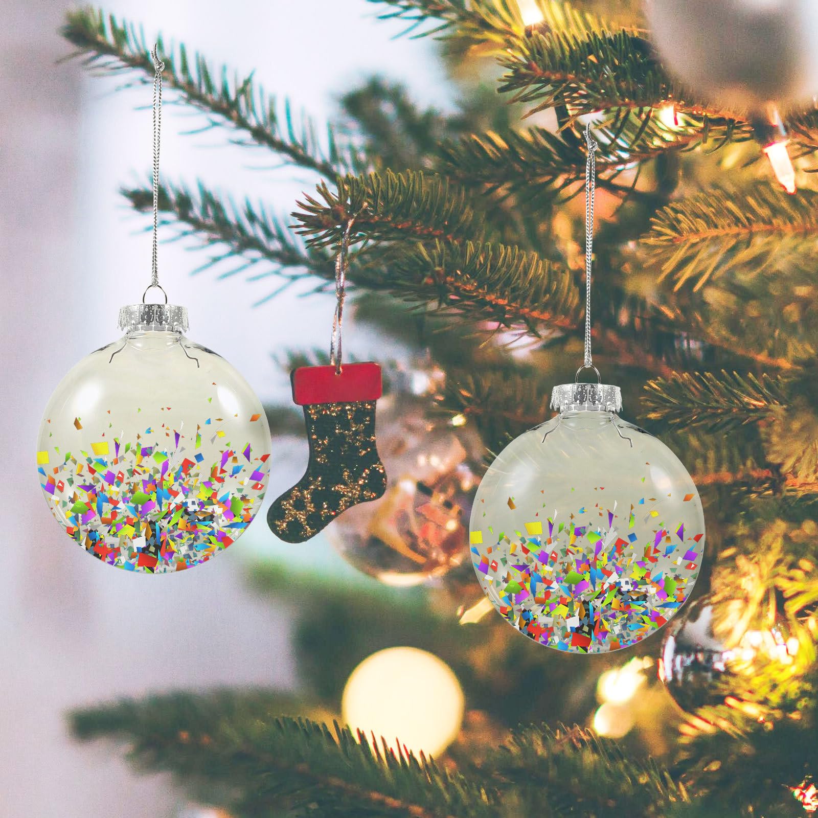 Gadpiparty 6 Piezas Adorno Colgante Navideño Bola Transparente Rellenable | Can Be Separated Into Two Parts, Fácil de Usar, Relleno Personalizable, Plástico Pet Resistente