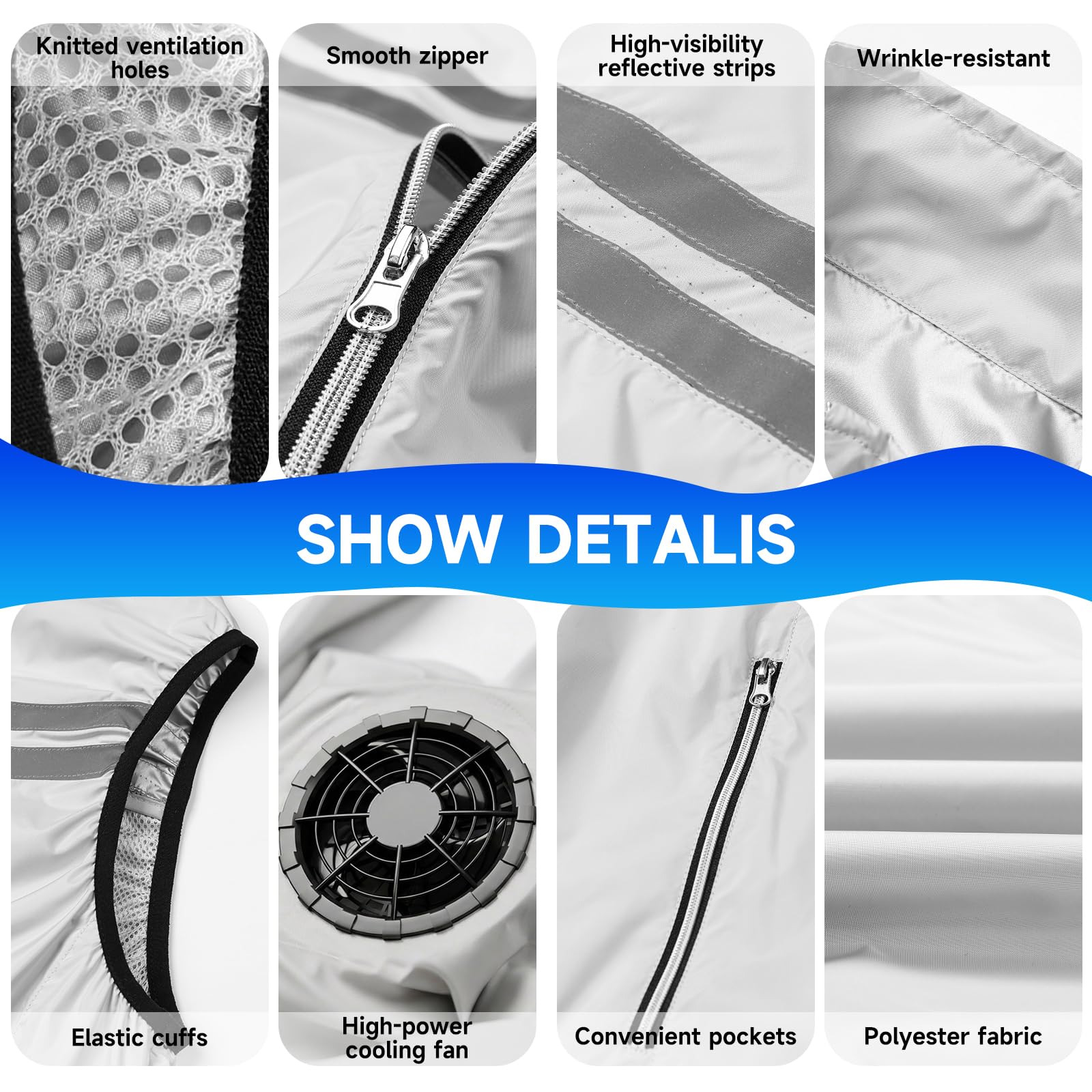 Gilet di raffreddamento da uomo con Power Bank da 30000 mAh e doppia ventola di runtime Ventilatore indossabile con aria condizionata per l'estate