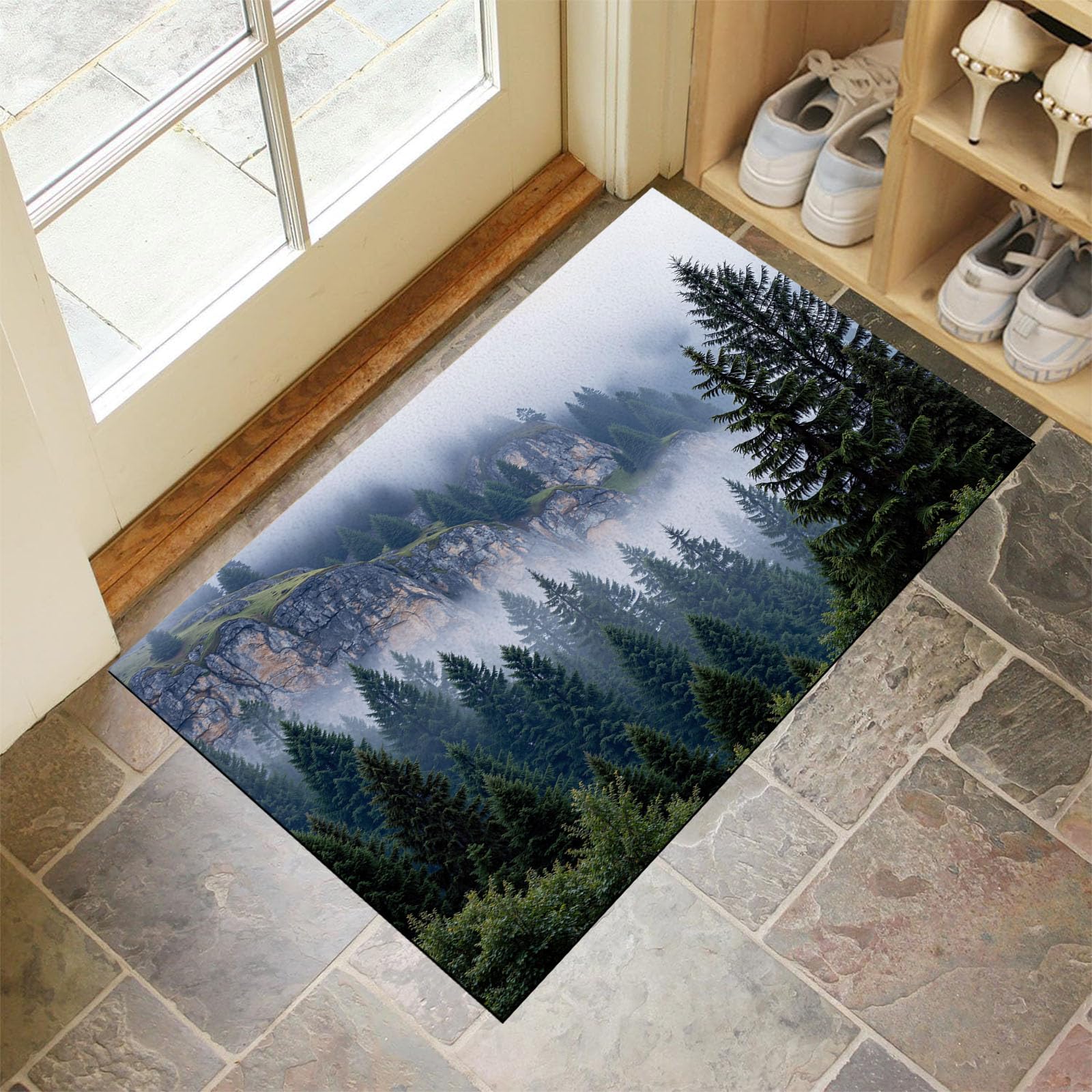 Tapis forêt dense d'entrée absorbant et lavable en machine pour un sol propre