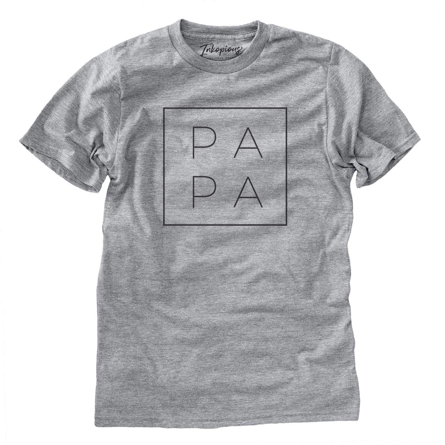 InkopiousPapa Boxed T-Shirt, Present for Dad or Grandpa Large Grey