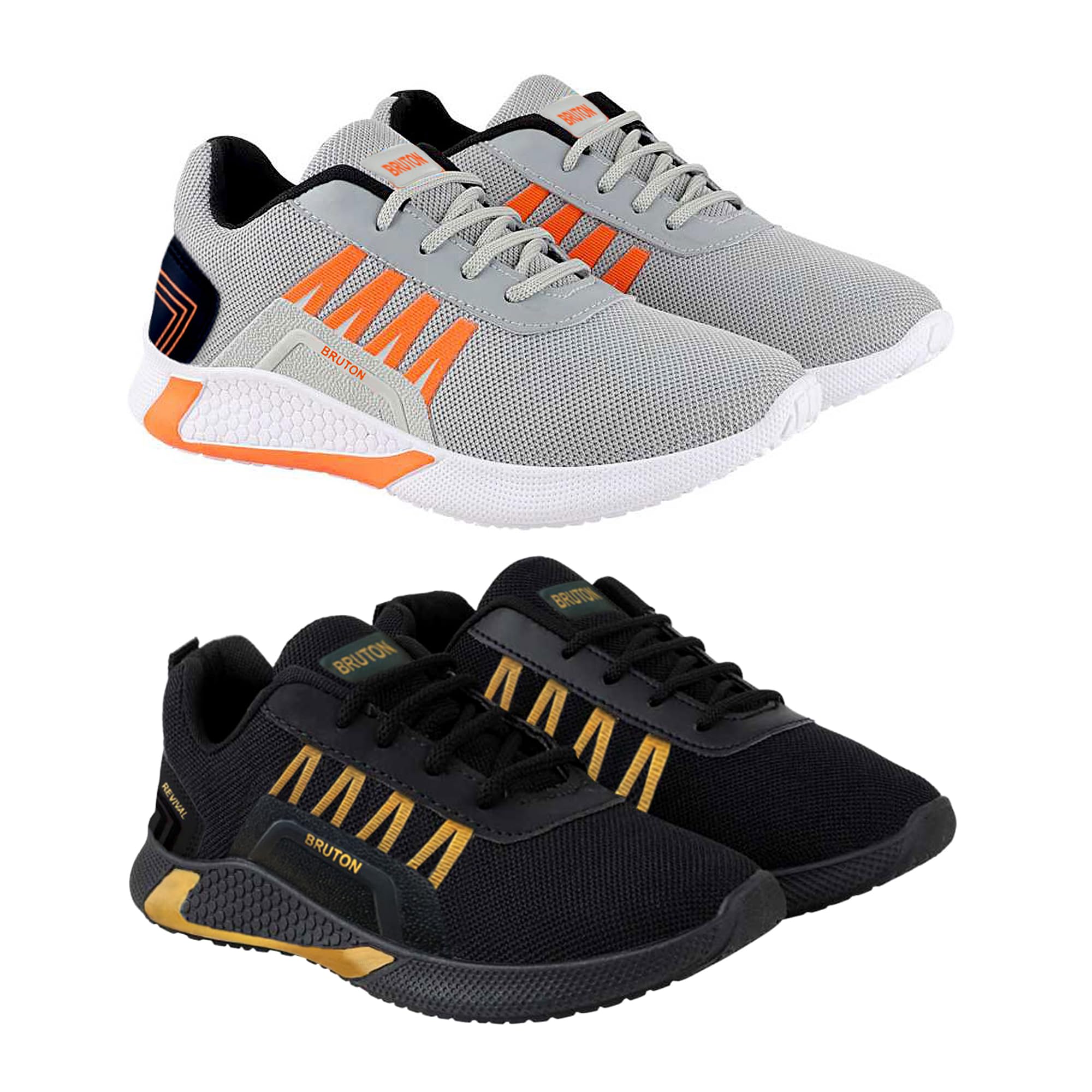 BRUTON Shoes for Exclusive Trendy Shoes/Casual Shoes/Sports Shoes/Running Shoes for Men (Set of 2 Pairs) Black - Grey (B0B24KFFJQ) Amazon Price History, Amazon Price Tracker