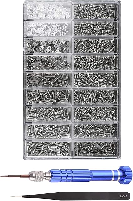Eyeglass Repair Kit, Glasses Repair Kit with Screws in Assorted Size with 5 in 1 Mini Screwdriver and Tweezer Tool Set for Spectacles Eye Glass Sunglass Watch Clock