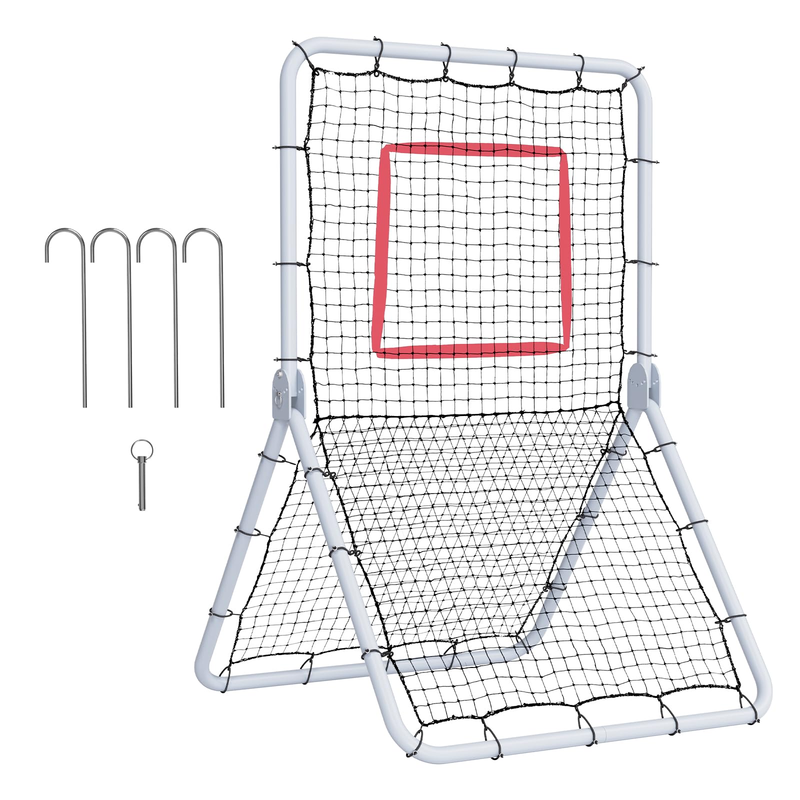 VEVOR Baseball and Softball Rebounder Net, 3.5 x 6 ft PitchBack Baseball Pitching Nest, Softball Pitchback Net, Fielding Trainer, Bounce Back Net for Fielding/Throwing Practice, 5 Adjustable Angles