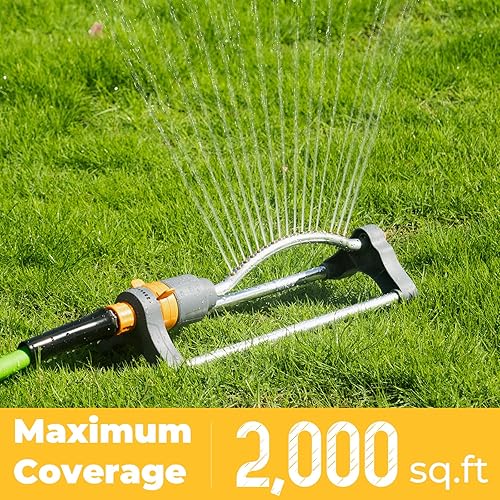 Miniatura 6 de Rociador oscilante duradero para patio y jardín, aspersor oscilante con rociador ajustable, riego de jardín y césped de gran área