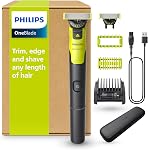 Philips OneBlade 360 avec Face Hybride Connectivité + Corps, rasoir électrique, bourrelet et rainure du corps, 360 Technique de lame, 1x360 Lame pour visage, 5in1 Peigne réglable, kit de corps, étui de voyage, QP4631/65