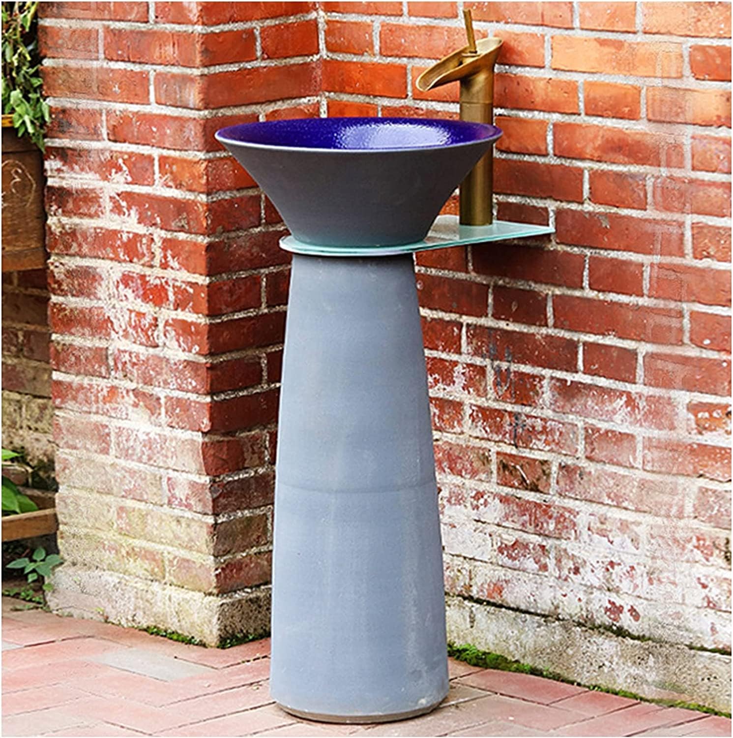 Full Pedestal Art Bathroom Basin Sink Pedestal Bathroom Sink Ceramic Retro Industrial Style Deco Pedestal Hard and (Color : C) (E) (I)