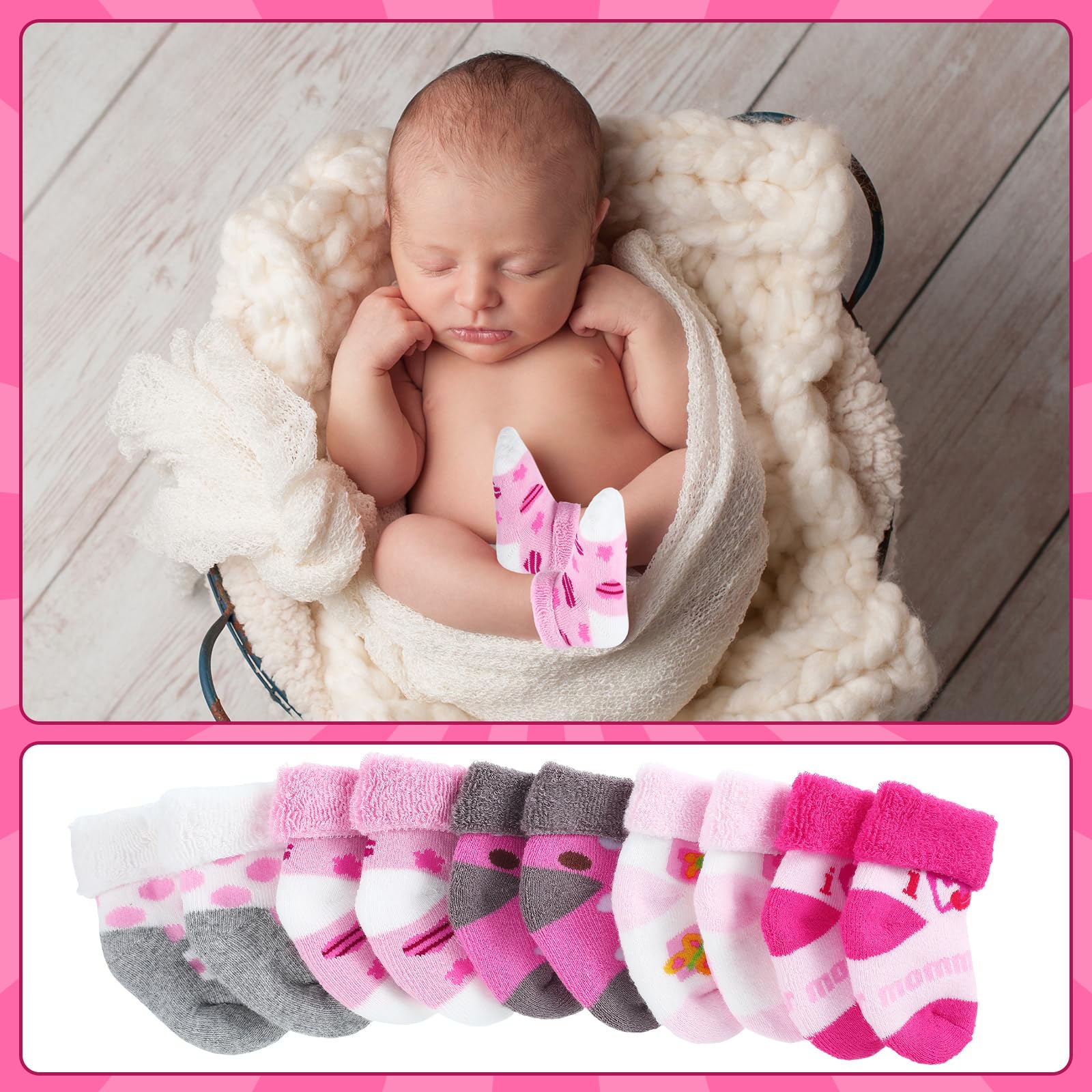 Twistover - Nicu 10 pares de calcetines de algodón de rizo para bebé recién nacido