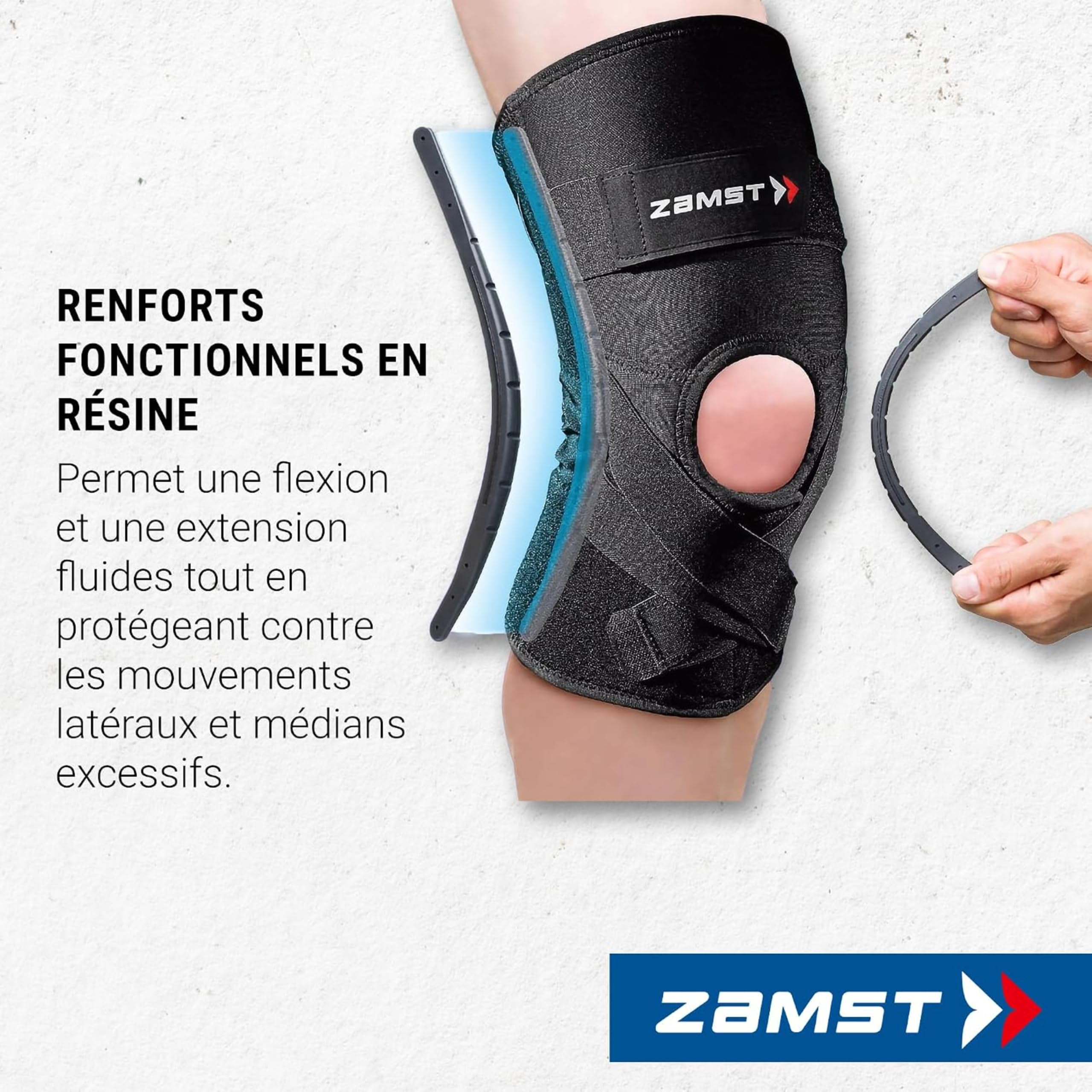 Zamst ZK-Protect Genouillère de Sport - Genouillère de Compression pour Hommes et Femmes avec Renforts en Résine Flexibles; Protection du Genou et Entorses des Ligaments ACL, MCL et LCL - Taille S