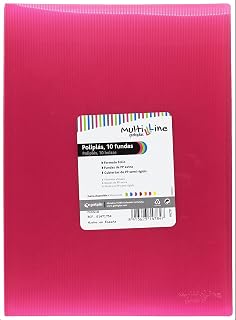 Grafoplás 01431754－Carpeta de fundas Multiline, 10 fundas, tamaño folio, color rosa