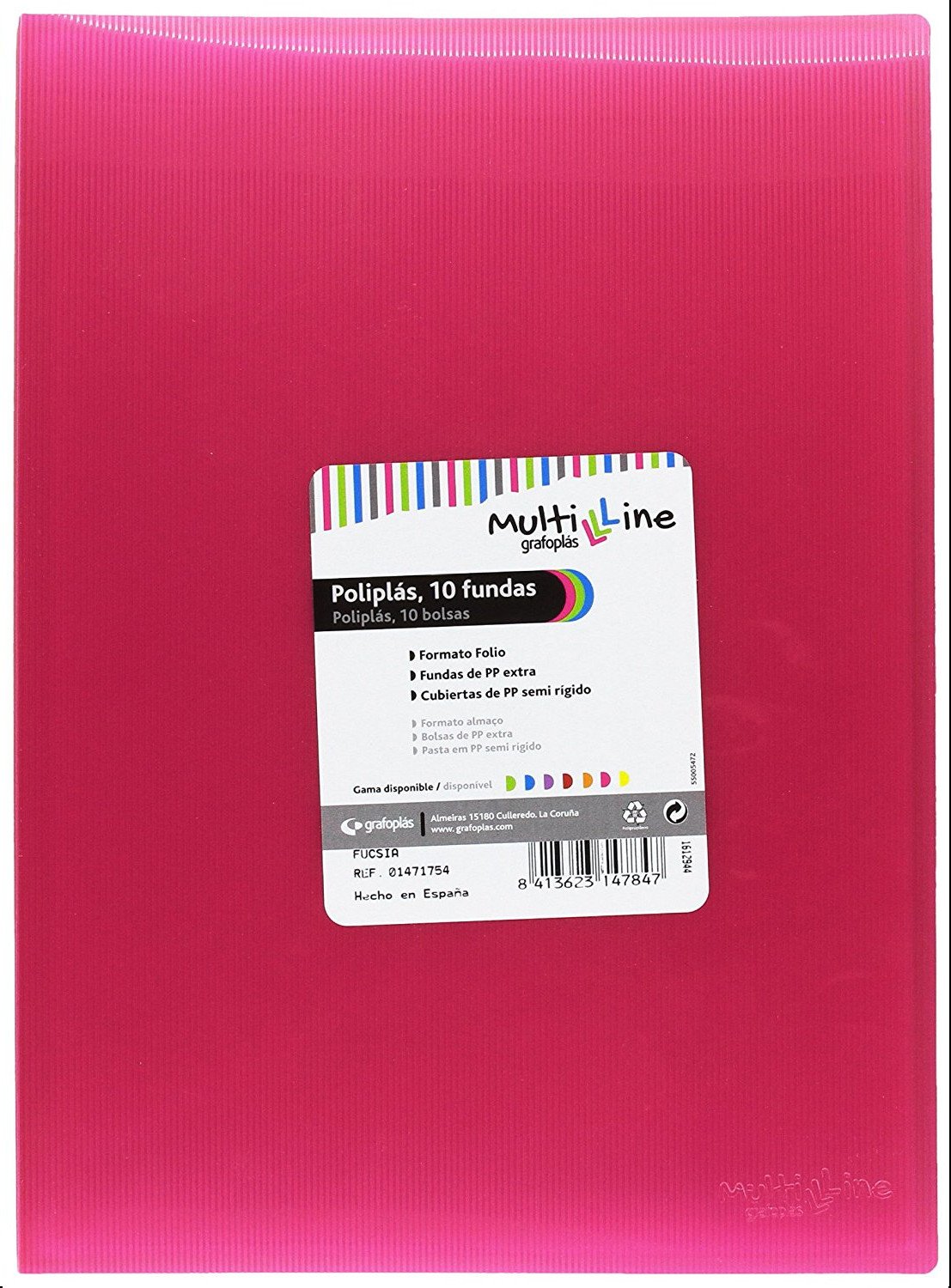 Grafoplás Multiline 01431754 Folder with 10 Pockets Folio, Pink