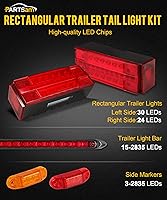 Vista 2 de Partsam Kit de luces LED sumergibles traseras para remolque, luces rectangulares para remolque, barra de identificación + 8 marcadores, lámparas