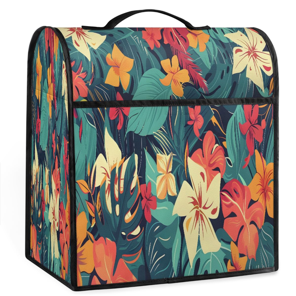 Coffee Maker Cover Tropical Flower Kitchen Appliance Covers Small Appliance Covers Blender Cover Juicer Cover Dust Covers for Kitchen Appliances with Top Handle and Pockets,Washable,B112