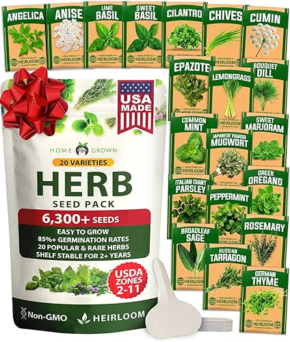 HOME GROWN Premium Herb Seeds Variety Pack - 20 Heirloom