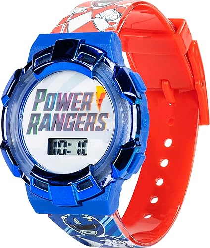 Miniatura 10 de Power Rangers - Reloj para niños, bisel iluminado con luces giratorias, pantalla LCD, fácil de leer, correa de plástico ajustable, perfecto para