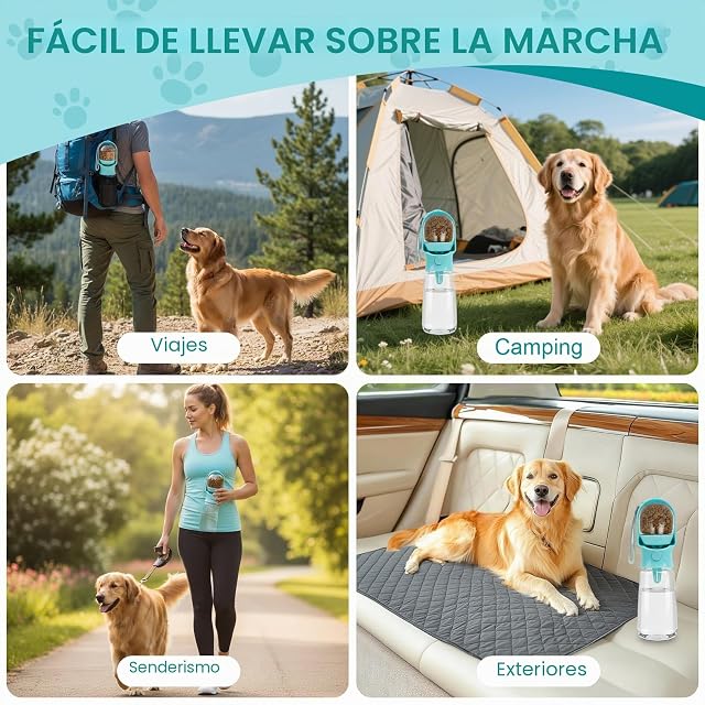 Foto 5 de 7 de 500ML Botella Agua Perro, Taza para Beber para Mascotas al Aire Libre,Botella de Agua Portatil para Mascotas…