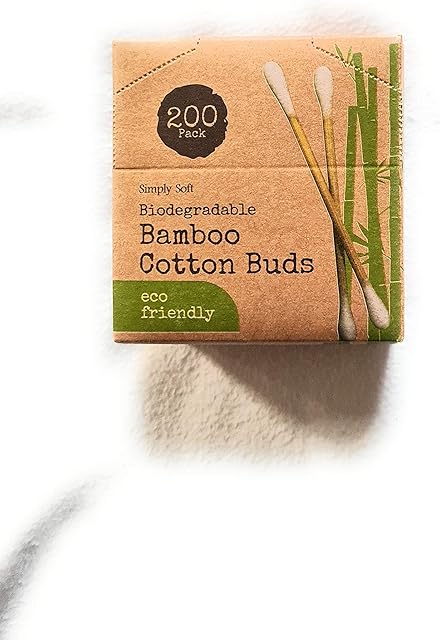 GEM Imports PER2946 Bamboo Cotton Buds | White and Brown | Pack of 200 | 9cm x 8.5cm x 5cm