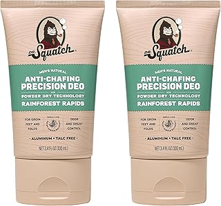 Dr. Squatch Whole Body Deodorant for Men - Odor + Sweat Control - Aluminum + Talc Free - Natural Ingredients - Dermatologist-Tested for All Skin Types - Rainforest Rapids (3.4 fl oz, 2-Pack)