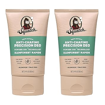 Dr. Squatch Whole Body Deodorant for Men - Odor + Sweat Control - Aluminum + Talc Free - Natural Ingredients - Dermatologist-Tested for All Skin Types - Rainforest Rapids (3.4 fl oz, 2-Pack)