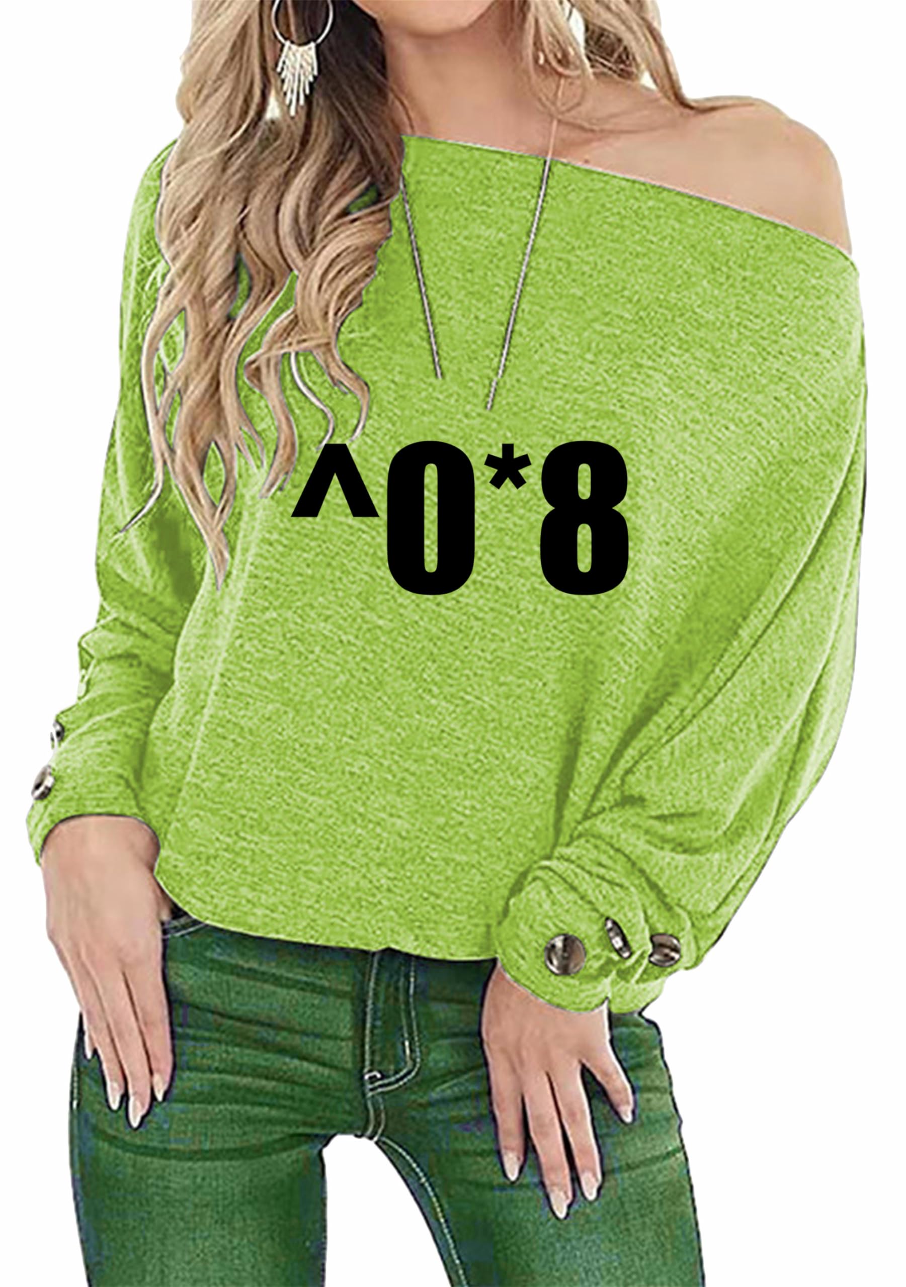 Donne Maniche Lunghe Maglietta Una Spalla Sexy Maglietta Cuffs Button Design Top 08
