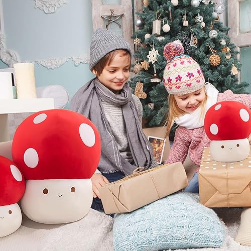 Miniatura 3 de Bonita almohada de felpa de hongos con llavero de hongo, almohada de peluche de hongos kawaii, adecuada para decoración del hogar, regalos para