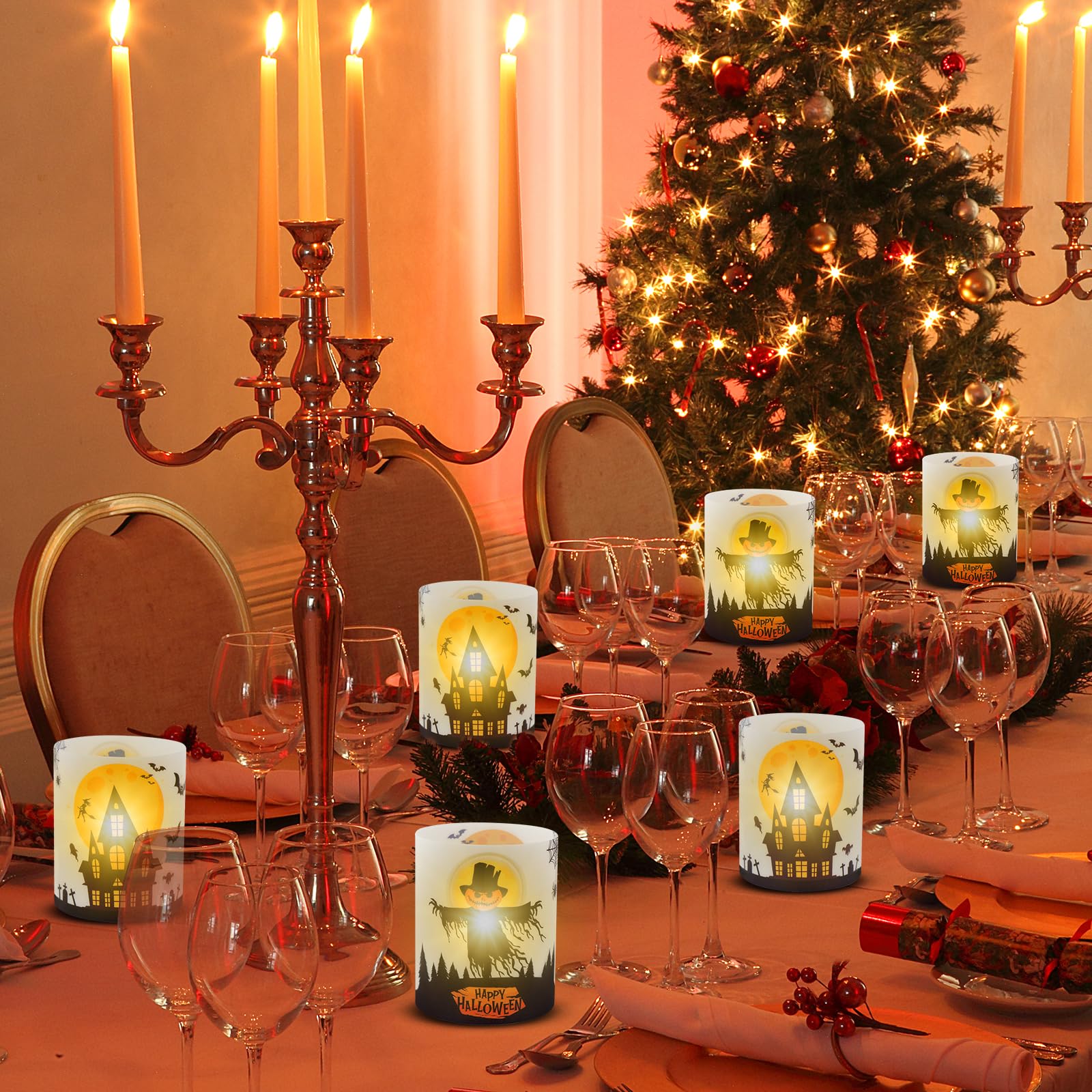 Lot De 12 Photophores Décoratifs De Table De Noël Pour L'intérieur