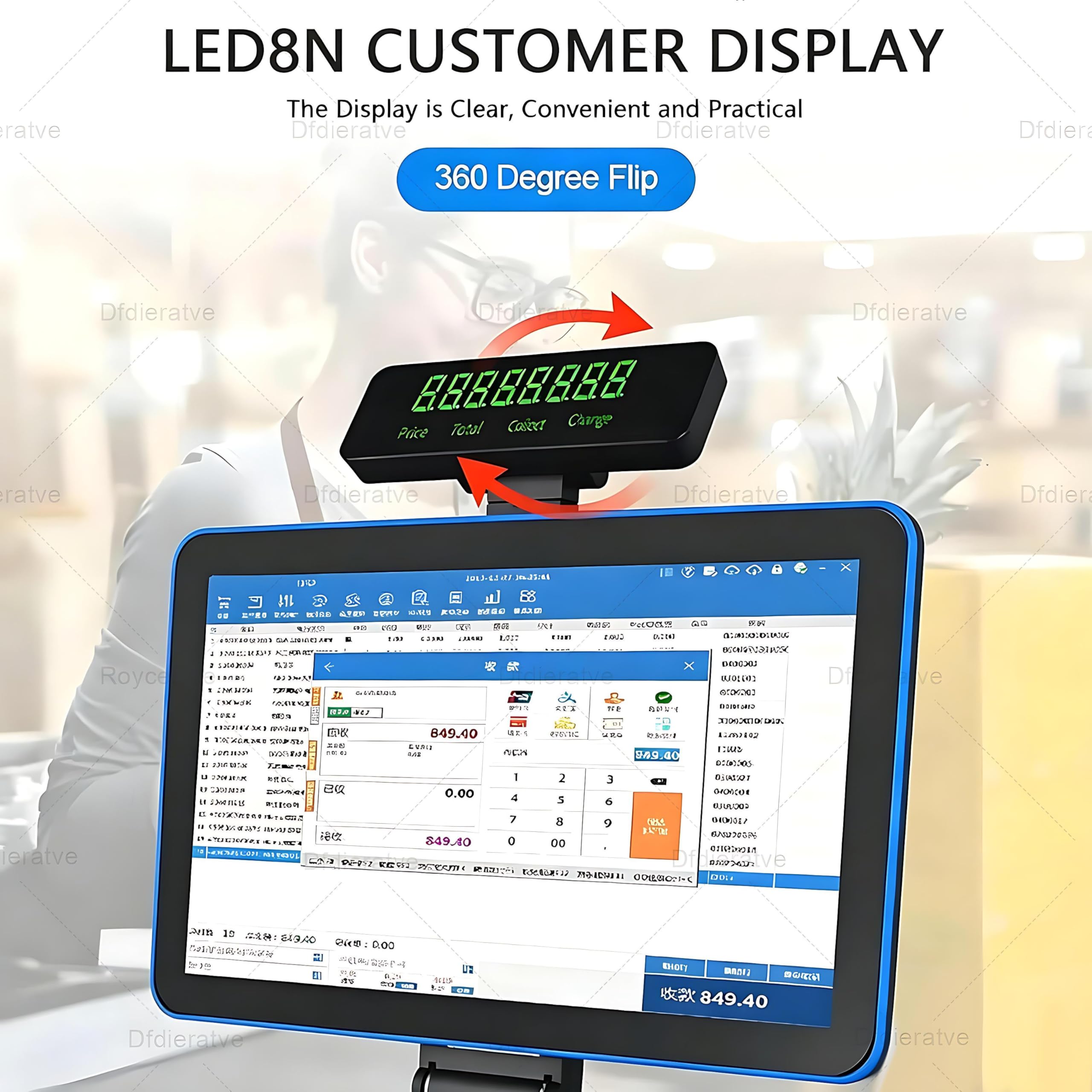 All-in-One POS Terminal mit Scanner, 58mm Bon-Drucker, Geldlade, 15,6" Touchscreen, i5, 8GB RAM, 128GB SSD, Windows 10