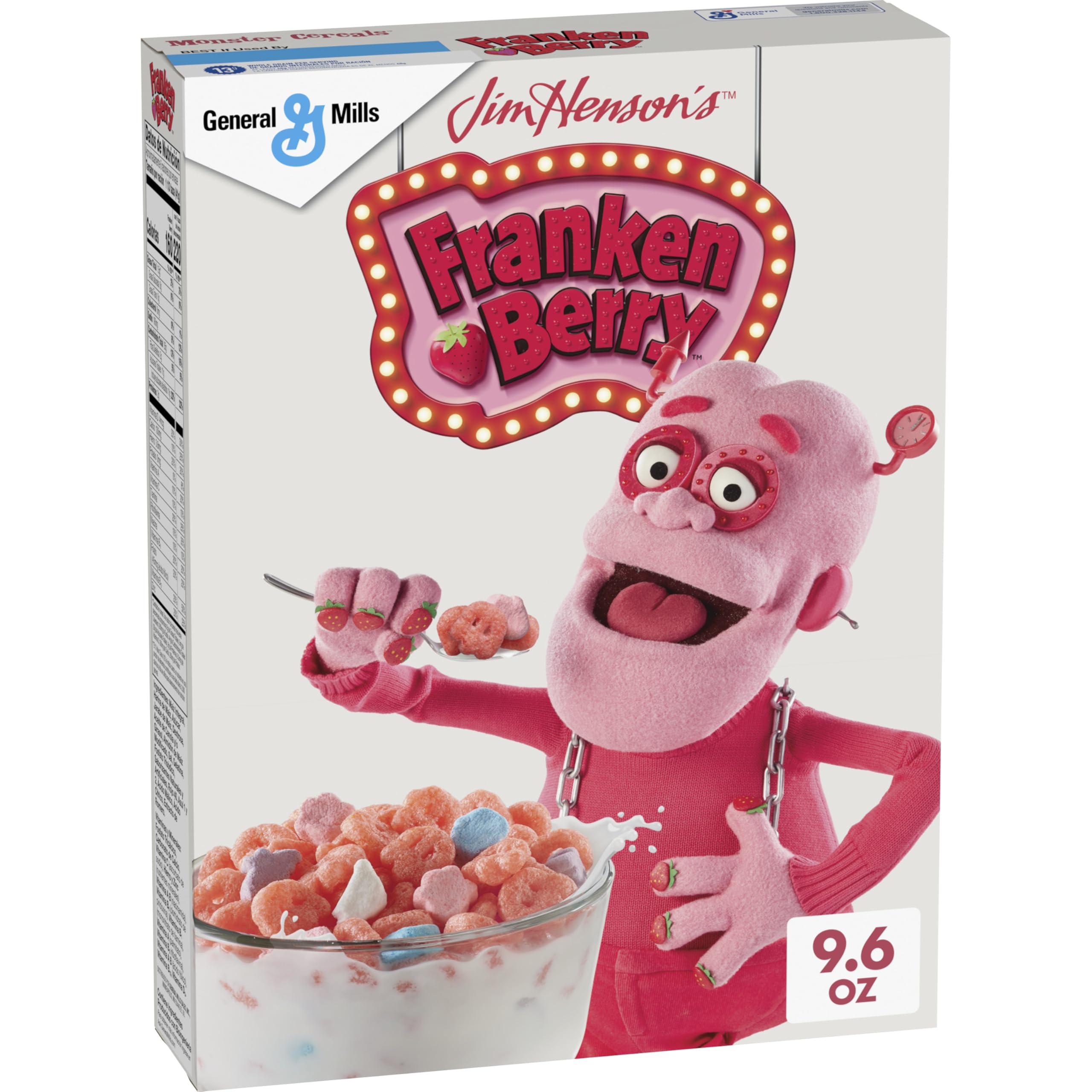 Franken Berry Cereal with Monster Marshmallows, Kids Breakfast Cereal, Limited Edition, Made with Whole Grain, 9.6 oz