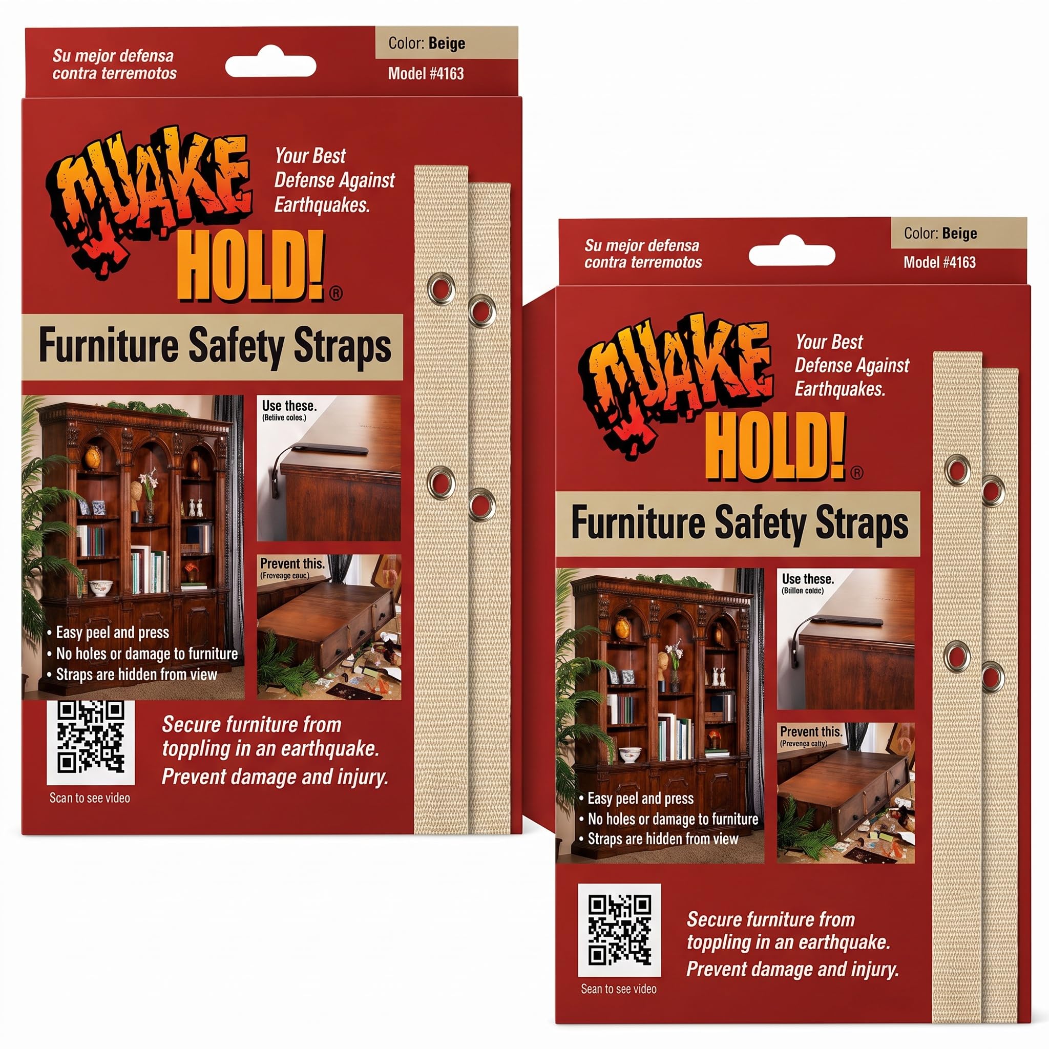 QuakeHold Furniture Straps - Earthquake Safety -7