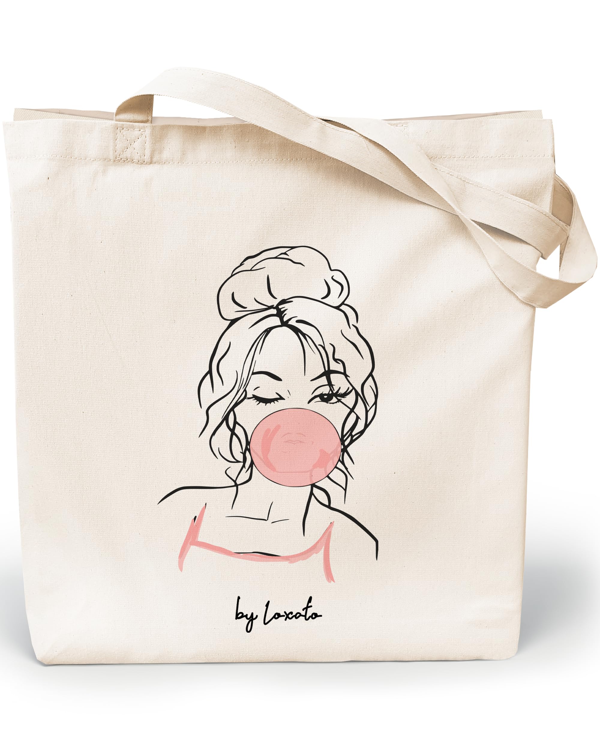 Loxato Bolsa Tela Tote Bag Tela Bolsos Bandolera Mujer Bolsas de Algodón Natural 100% Bolsas Reutilizables Extra Ancho 8cm Asas Largas 70cm 220 gr/m2 Bolsas de Tela Bonitas Bolsas de Tela Grande