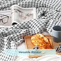 Vista 6 de Bedsure Cooling Cotton Waffle King Size Blanket - Lightweight Breathable Blanket of Rayon Derived from Bamboo for Hot Sleepers, Luxury Throws for