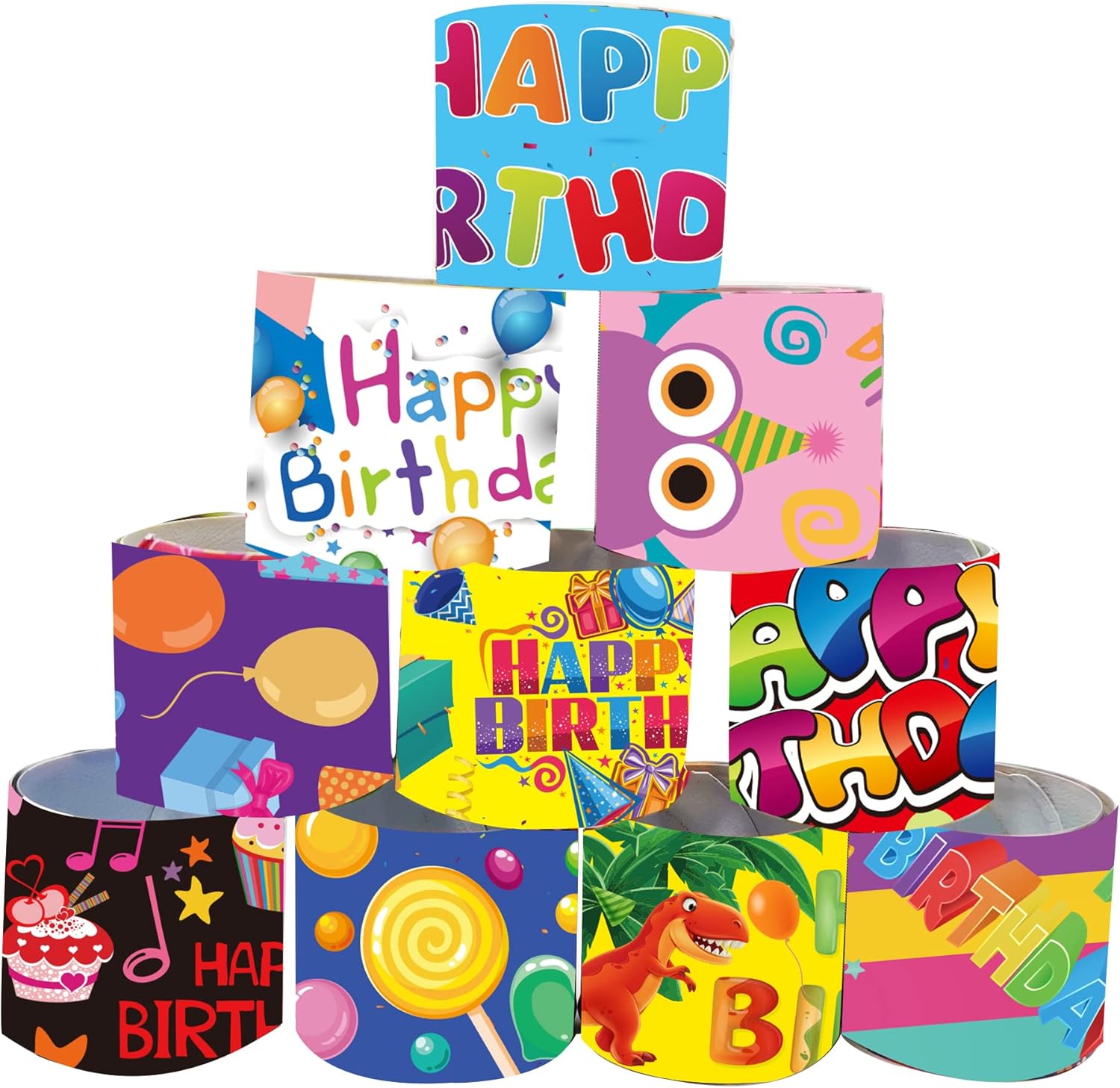 48 Pcs Happy Birthday Slap Bracelets for Kids Birthday Party Slap Bracelets Bulk Snap Bracelet Party Favors Supplies for kids&teens Gifts Teacher Classroom School Favors Prizes Exchanging Gifts - Image 5