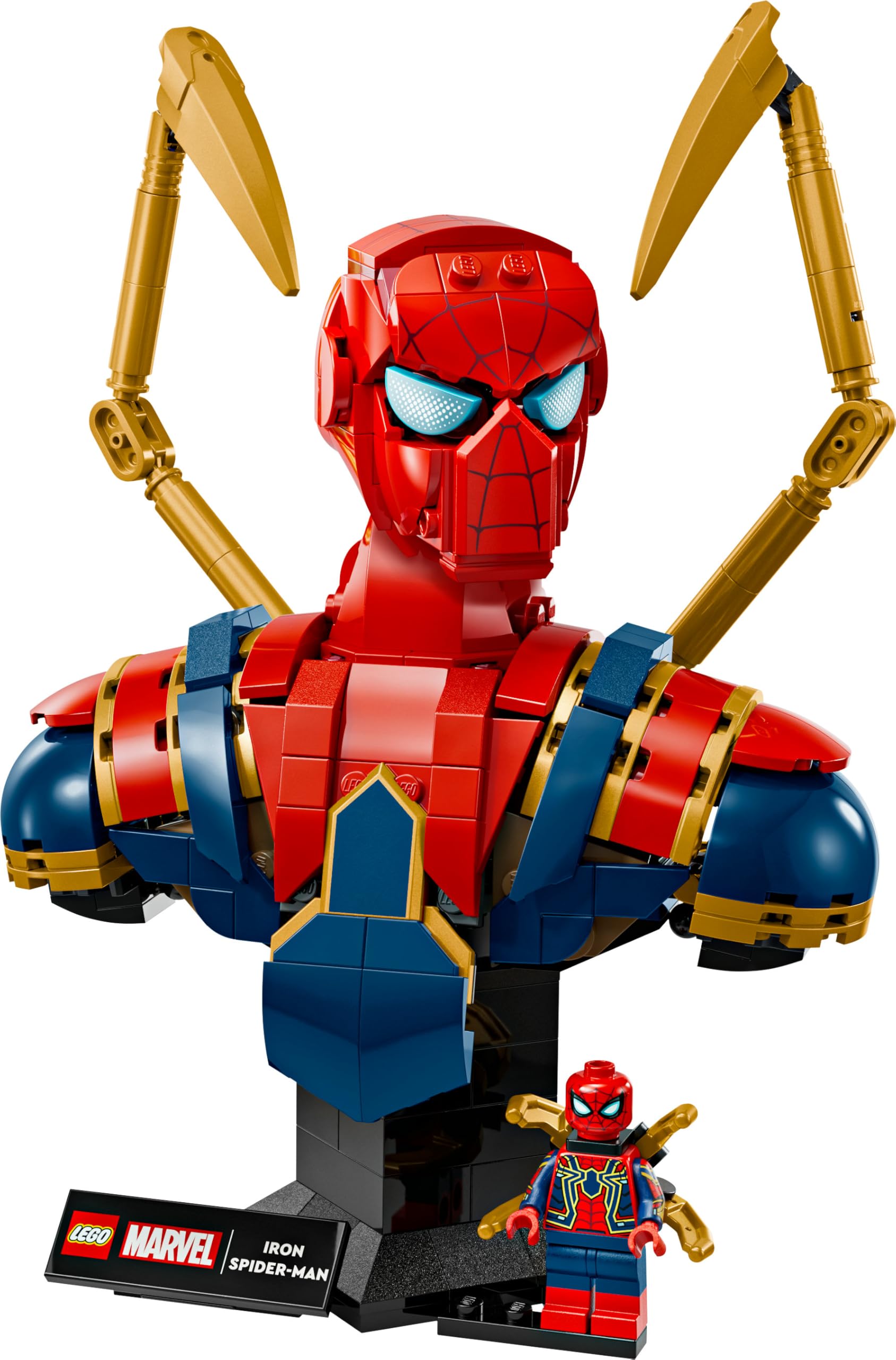 LEGO Marvel Busto de Iron Spider-Man - Maqueta para Adultos de Figura de Superhéroe con 2 Brazos Móviles, Cabeza Giratoria y Minifigura - Regalo de la Colección Vengadores para Hombres y Mujeres 76326