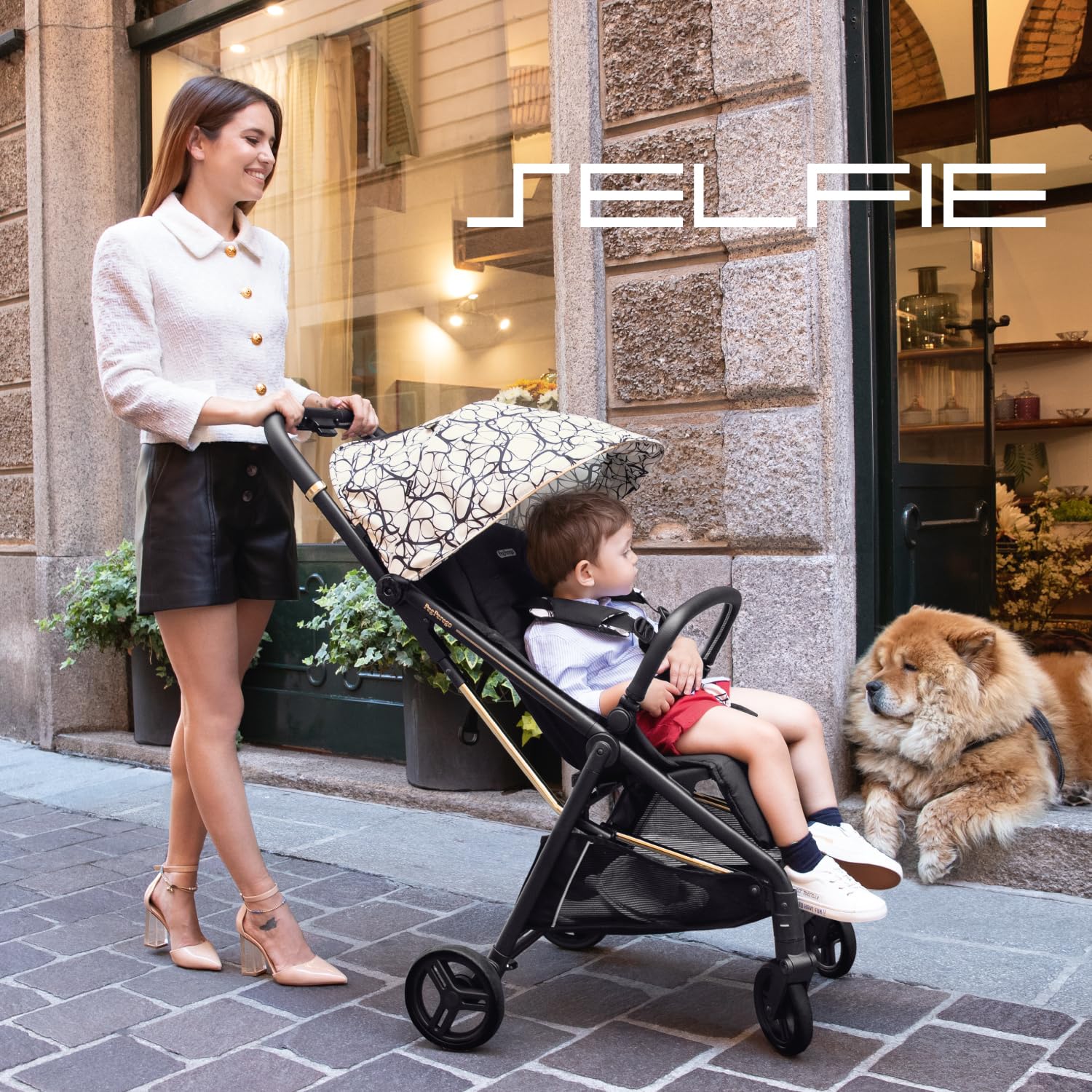 PEG Selfie Passeggino Leggero dalla Nascita fino a 22 kg (0 - 4 anni), Pieghevole e Compatto, Chiusura Automatica, Schienale Reclinabile, Capottina UPF 50+, Quarz