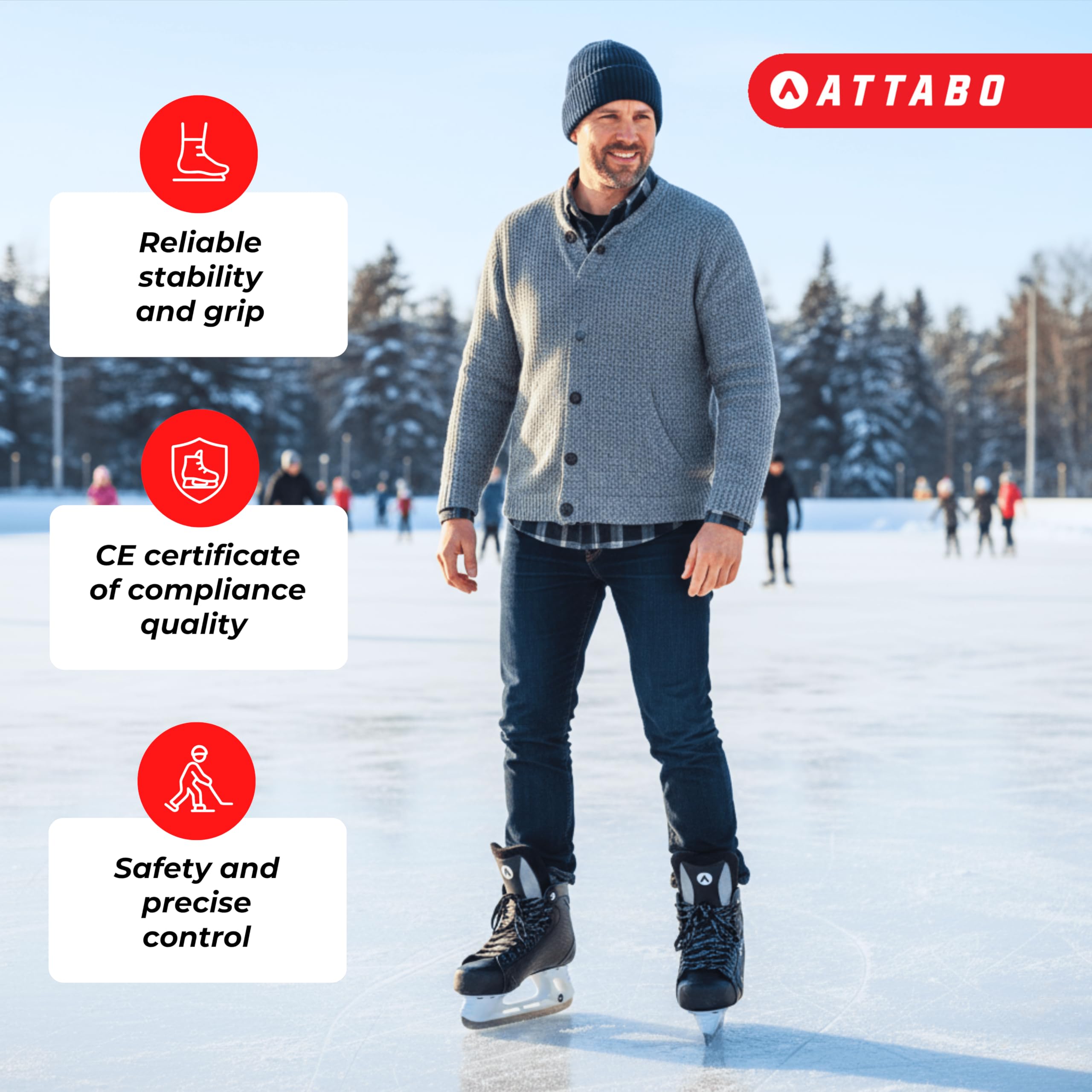 Patins de Hockey sur Glace Homme Taille 39 EU Lame Acier Inoxydable Noir