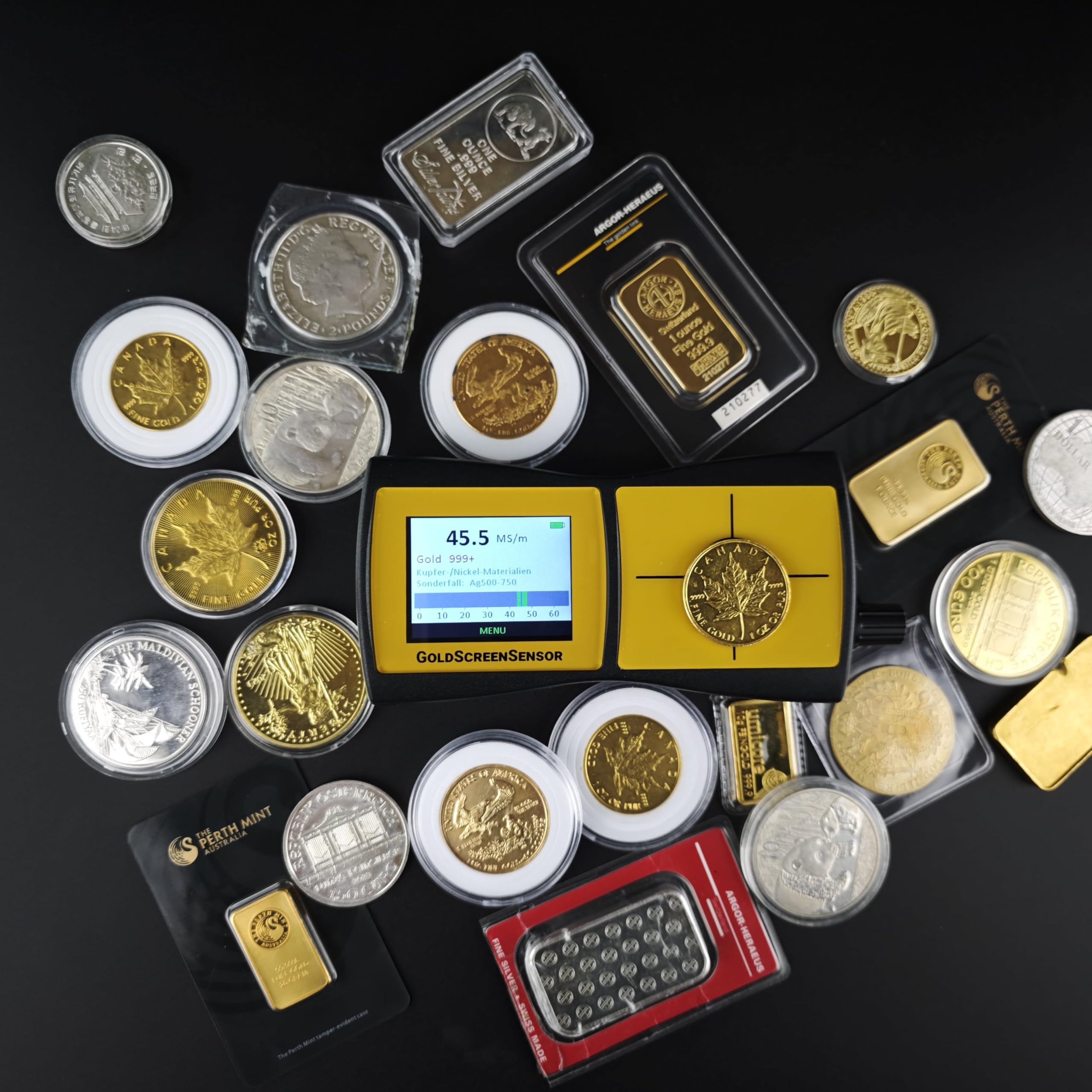 GoldScreenSensor - Prüfgerät für Münzen & Barren – Testen Sie die Echtheit von Edelmetallen