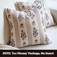 Vista 6 de Amor Virisso Fundas de almohada florales para sofá 18x18 Juego de 2 Fundas de almohada con estampado en bloque Fundas de almohada decorativas