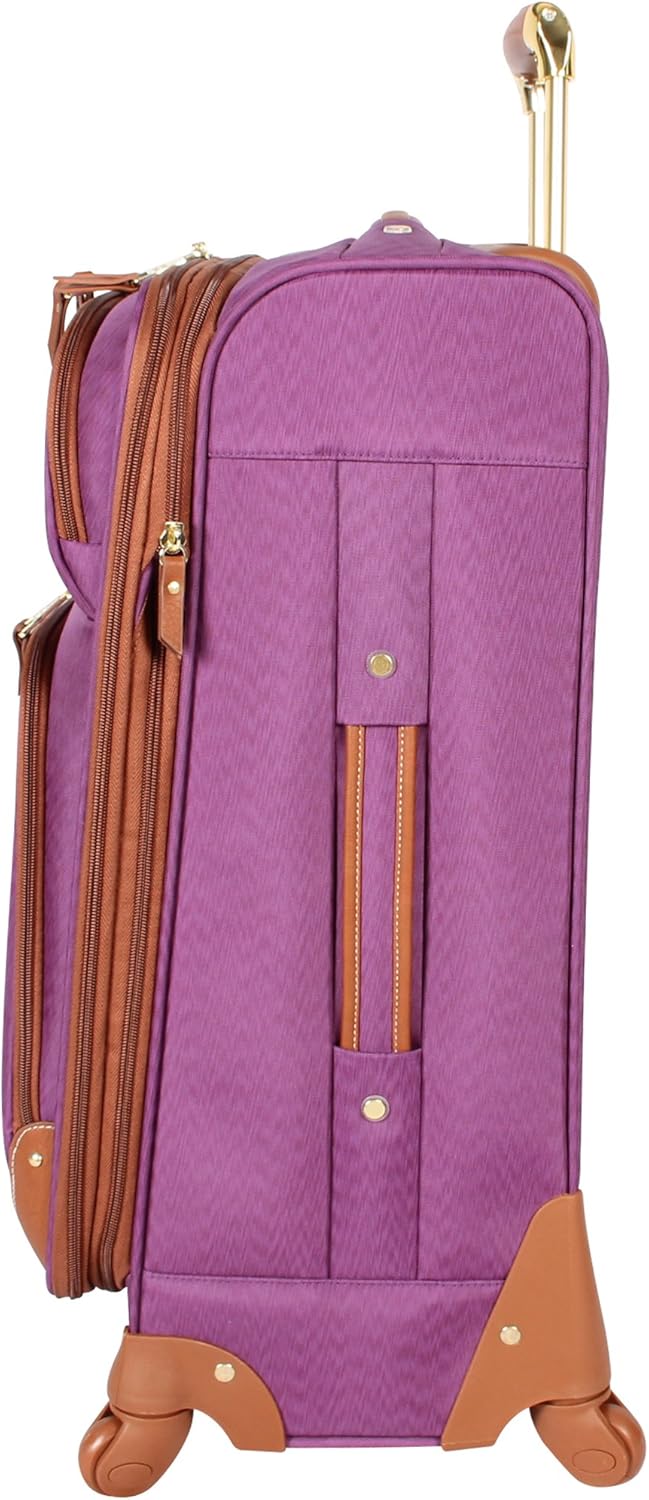 Steve Madden Designer Luggage Collection - Expandable 24 Inch Softside Bag - Durable Mid-sized Lightweight Checked Suitcase with 4-Rolling Spinner Wheels, Purple, 3 light 24" - Image 2