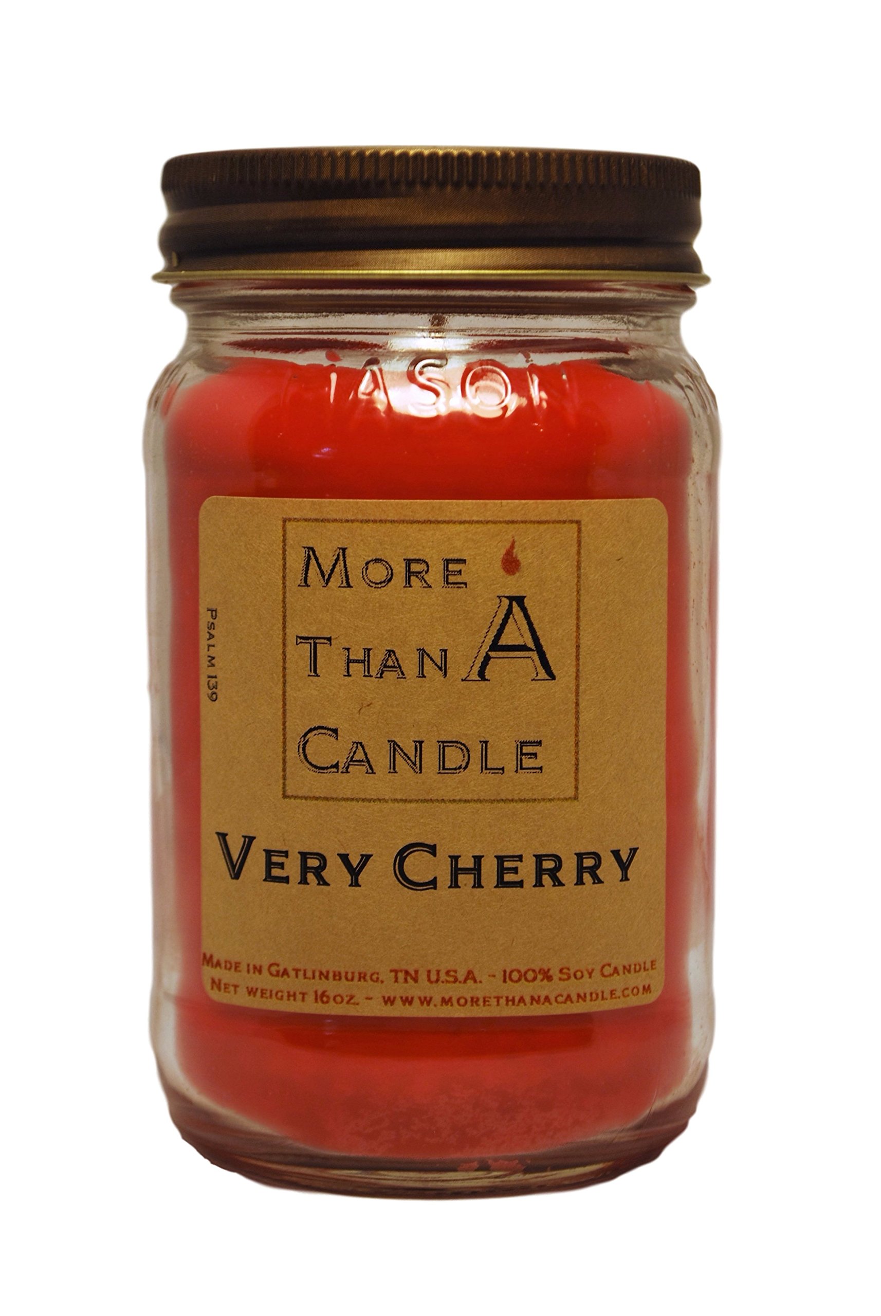 More Than A Candle 16 oz Mason Jar Soy Candle - Made in the USA Very Cherry