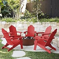 Vista 35 de LUE BONA Juego de sillas plegables Adirondack de 6, sillas de patio resistentes al fuego de color marrón oscuro HDPS, sillas modernas de plástico