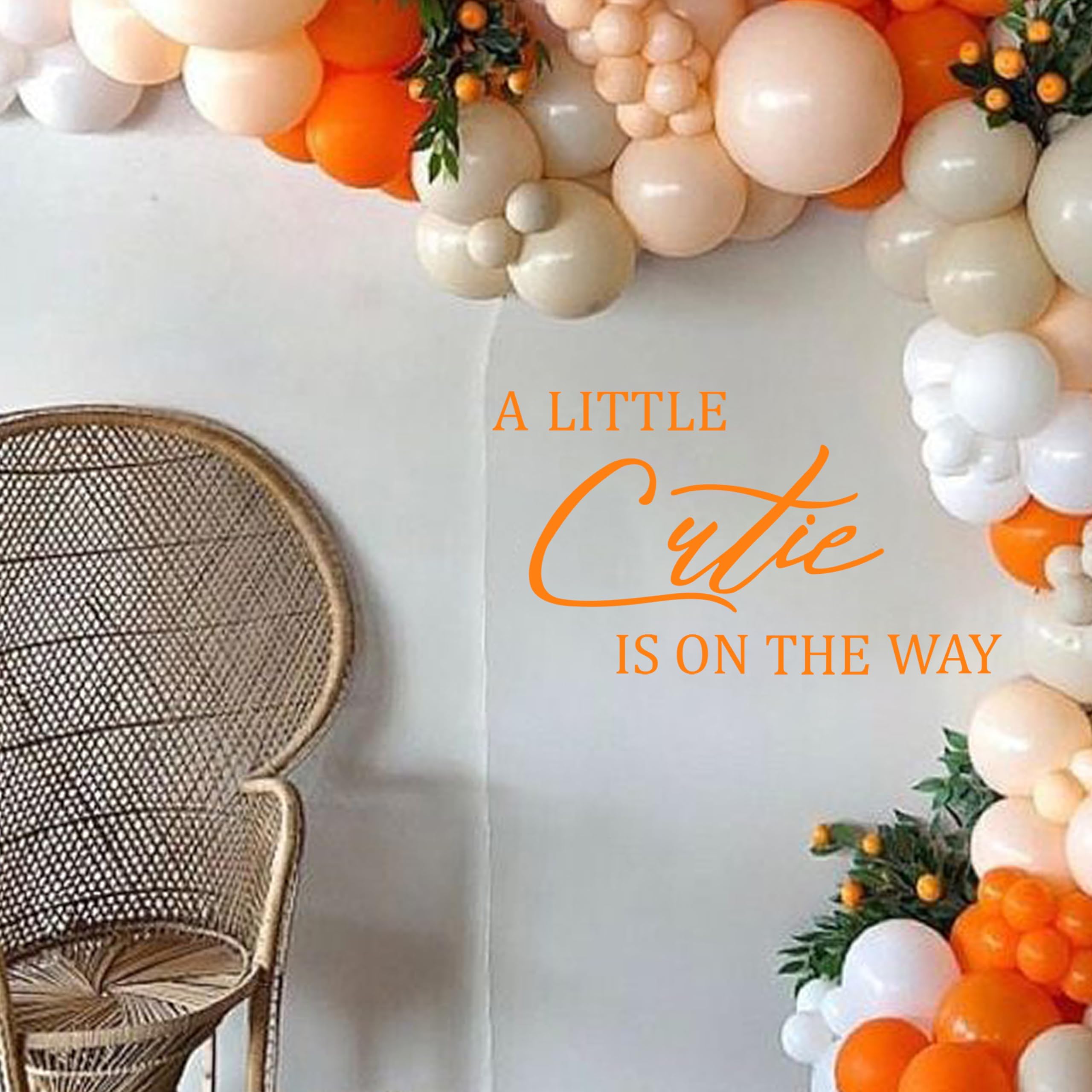 'A Little Cutie Is On The Way' Orange Baby Shower Wall Decal | Gender Reveal Party Decor